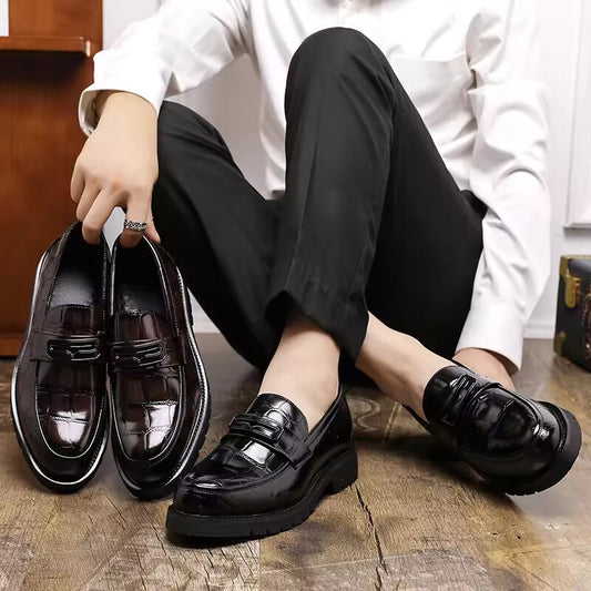 Autumn and Winter New Men Retro Dress Shoes PU Black Brown British Busines Fashion High Quality Le Fu Shoes Size 38-48 Men Shoes