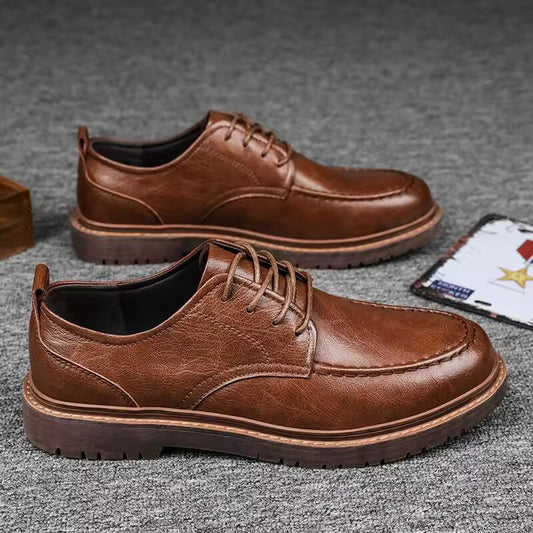 Autumn New Men Shoes Brogue Casual Shoes Men Genuine Leather Shoes Work Boots Business Casual Sneakers