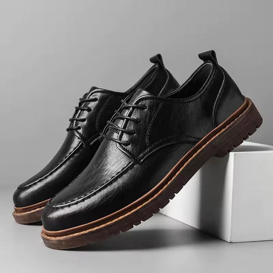 Autumn New Men Shoes Brogue Casual Shoes Men Genuine Leather Shoes Work Boots Business Casual Sneakers