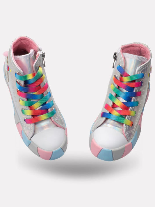 Grey Holographic Unicorn Girls' Sneakers